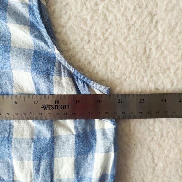 J. Crew Factory Top Cotton Linen Blue White Gingham Sleeveless Front Womens 14 - Picture 8 of 12